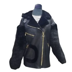 Sophia's Black And Gold Shearling Coat