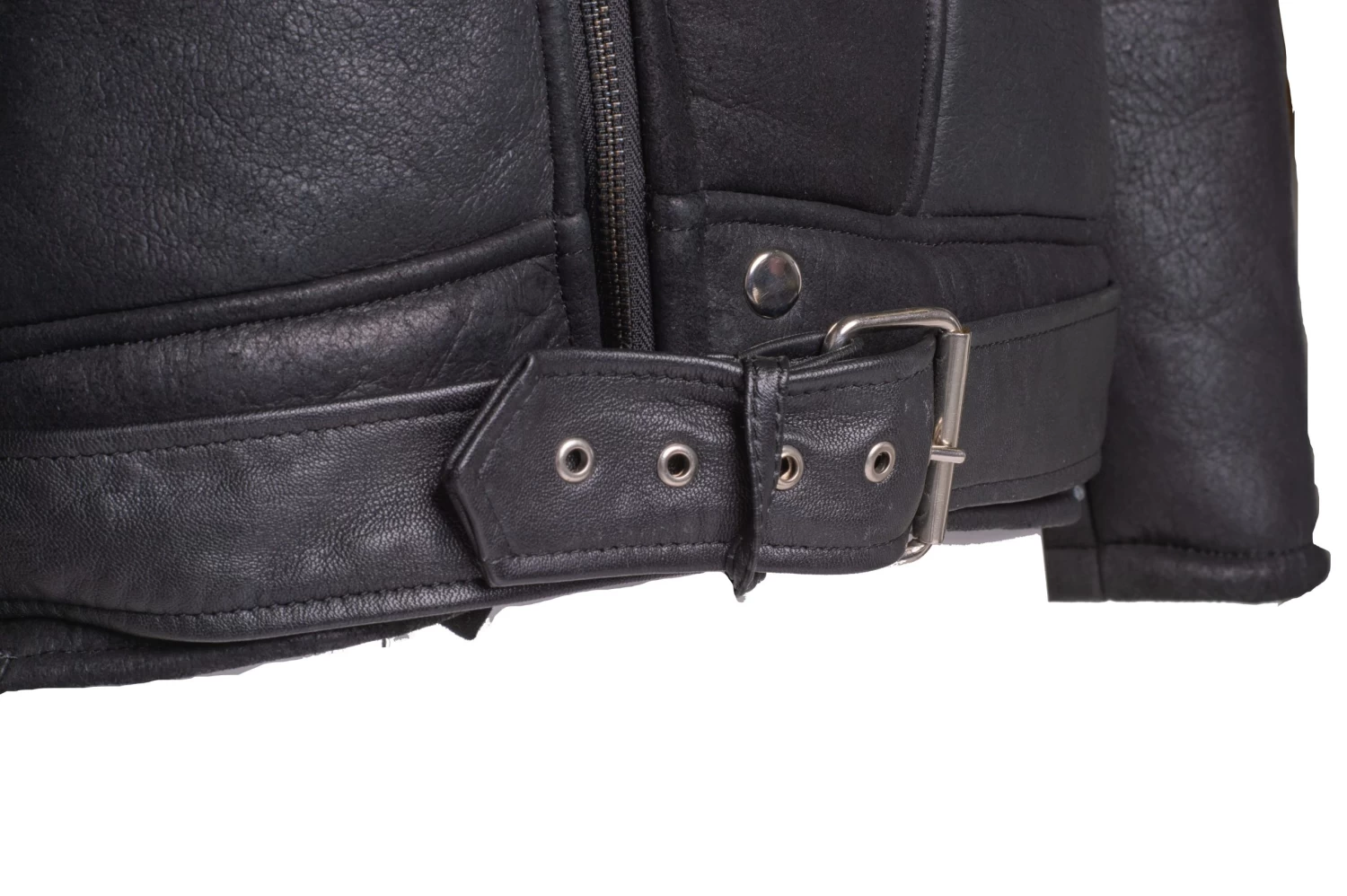 Black On Black Shearling Biker Jacket With Belt 5 Black On Black Shearling Biker Jacket With Belt - Image 3