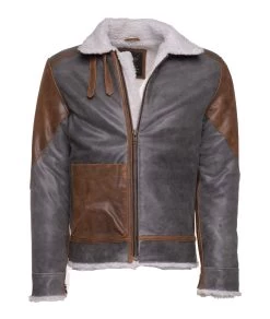 Scott's Patched Leather Jacket With Sherpa Lining