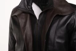 Byrne's Brown And Black Aviator Style Leather Jacket With Spread Collars 10 Byrne's Brown And Black Aviator Style Leather Jacket With Spread Collars -Leather Clothing Store StudioSession 041