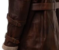 Vintage Rust 3/4 Leather Trench Coat With Sherpa Lining 11 Vintage Rust 3/4 Leather Trench Coat With Sherpa Lining -Leather Clothing Store StudioSession 067 min