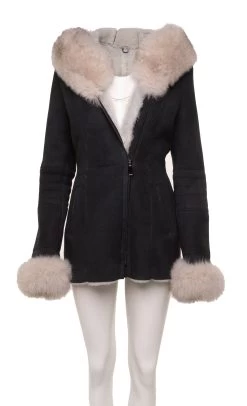 Izzy's Shearling Coat With Fox Fur Trim -Leather Clothing Store StudioSession 075