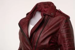 Marissa's Antique Red Diamond Quilted Leather Jacket With Double Zipper 11 Marissa's Antique Red Diamond Quilted Leather Jacket With Double Zipper -Leather Clothing Store StudioSession 087