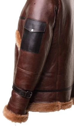 Esa Brown Bomber Sheepskin Shearling Jacket With Large Pockets 17 Esa Brown Bomber Sheepskin Shearling Jacket With Large Pockets -Leather Clothing Store StudioSession 267 min