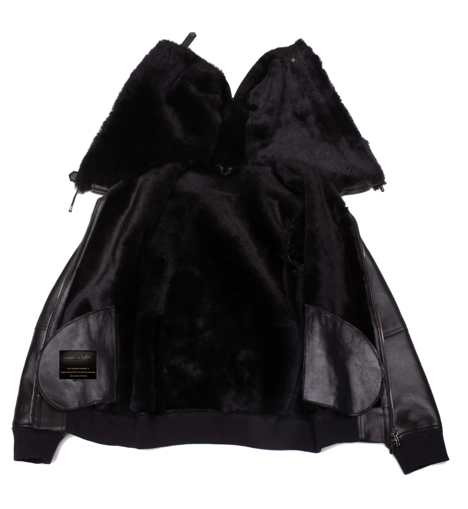 Gregos Varsity Style Sheepskin Shearling Jacket With Large Hoodie 8 Gregos Varsity Style Sheepskin Shearling Jacket With Large Hoodie - Image 6