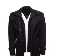 Black Wool 3/4 Length Trench Coat -Leather Clothing Store StudioSession 326 min