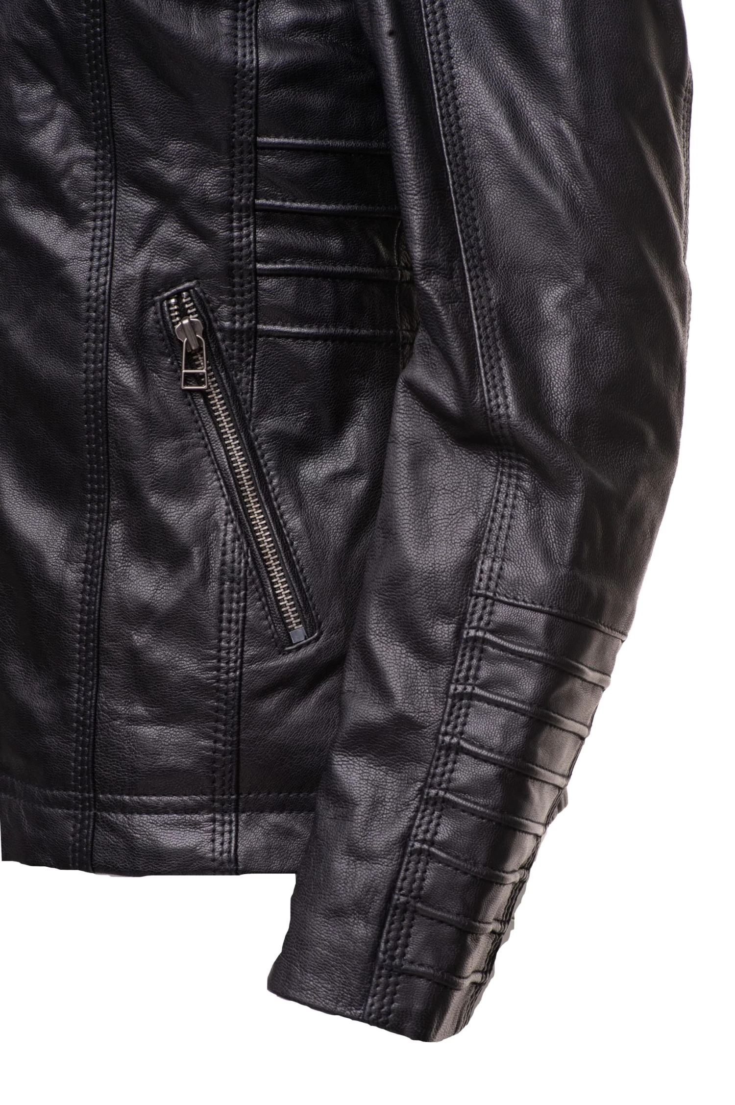 Women's Black Leather Jacket With Piping Details 6 Women's Black Leather Jacket With Piping Details - Image 4