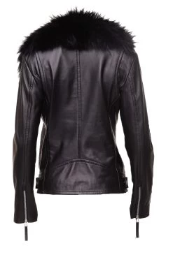 Women’s Leather Jacket With Large Black Fur Shawl 9 Women’s Leather Jacket With Large Black Fur Shawl -Leather Clothing Store StudioSession 340 min
