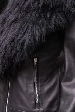 Women’s Leather Jacket With Large Black Fur Shawl 11 Women’s Leather Jacket With Large Black Fur Shawl -Leather Clothing Store StudioSession 342 min