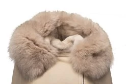 Gracie’s Hooded Sheepskin Shearling Jacket With Fox Fur -Leather Clothing Store Studio Session 234