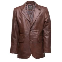 Two-tone Brown Leather Blazer