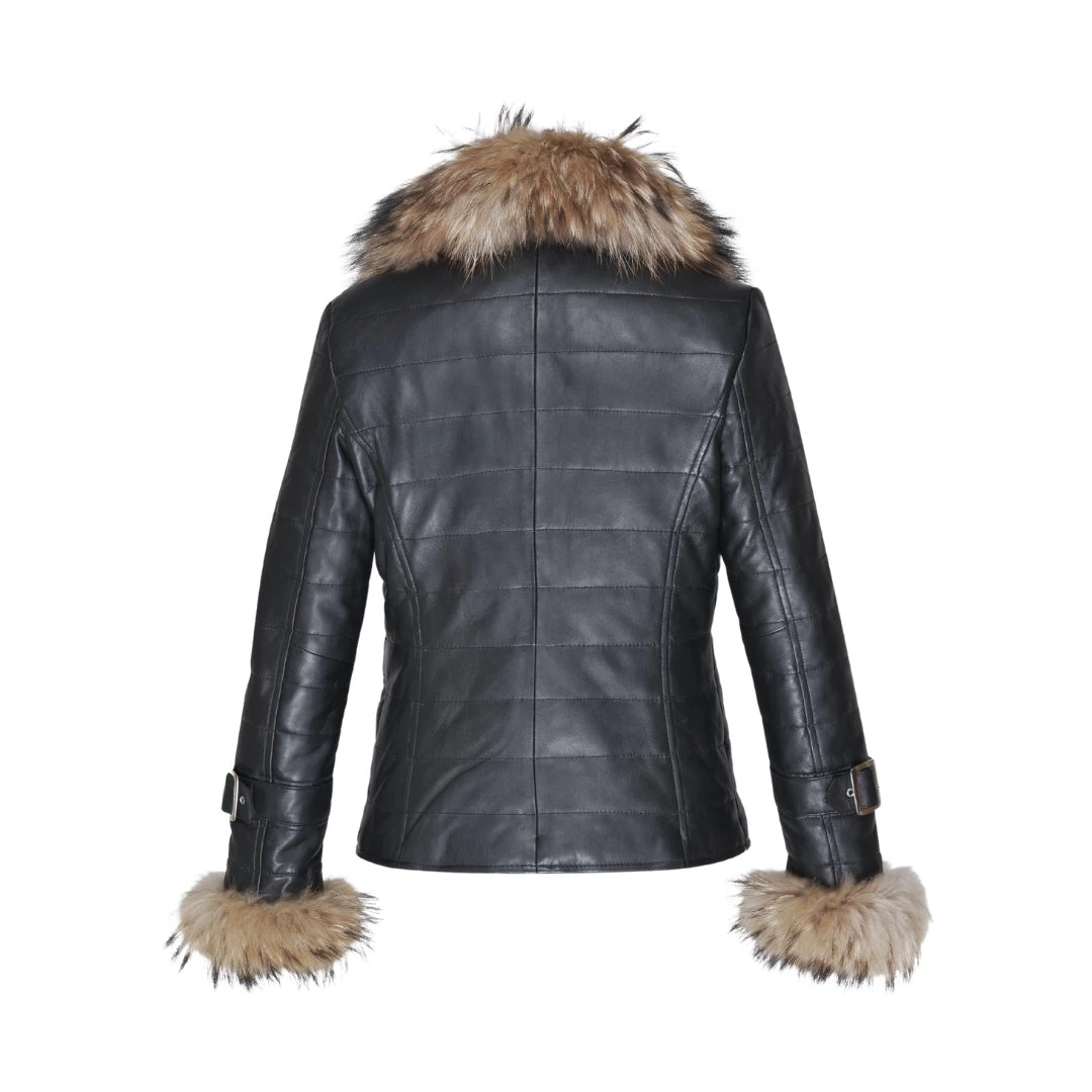 Jami Black Winter Jacket With Real Fur Trim 4 Jami Black Winter Jacket With Real Fur Trim - Image 2