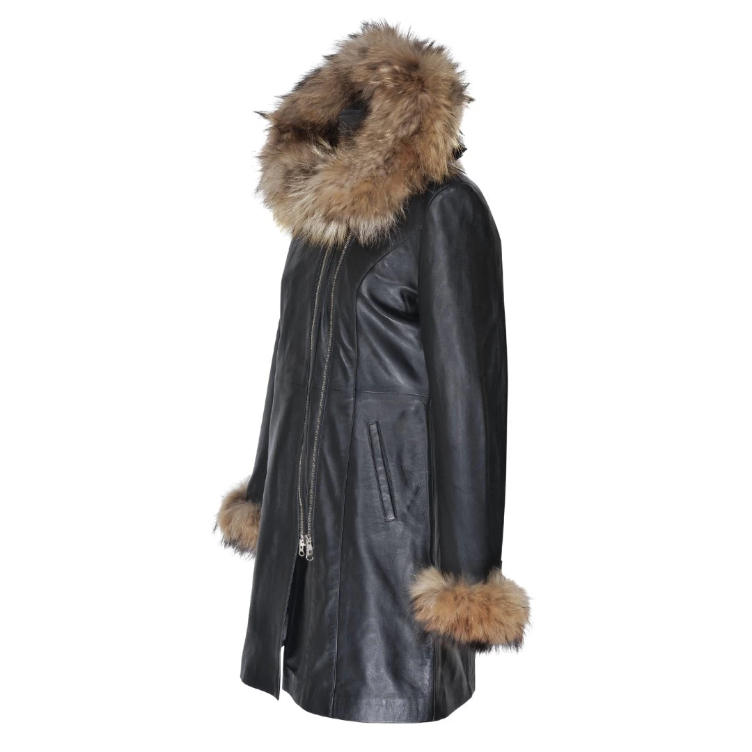 Natalie Black Winter Coat With Fur Cuffs 8 Natalie Black Winter Coat With Fur Cuffs - Image 6