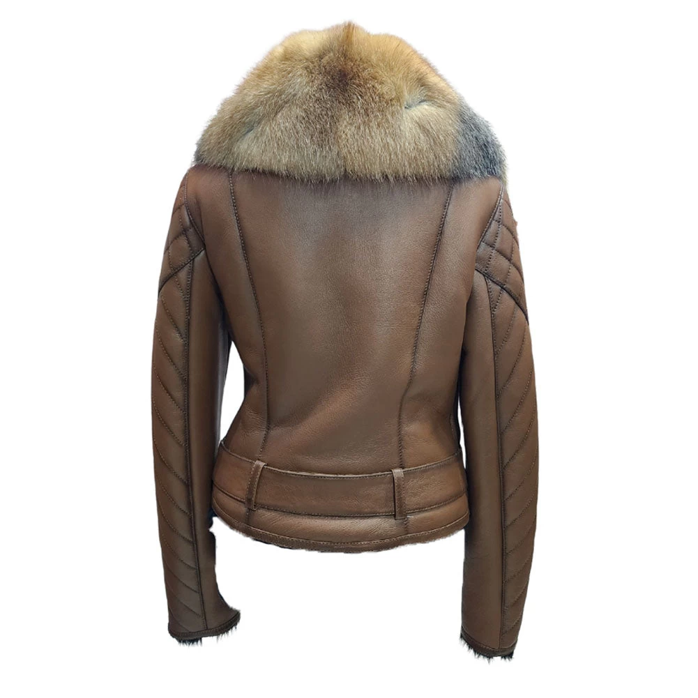 Luminsquilted Shearling Jacket With Crystal Fox Fur 4 Luminsquilted Shearling Jacket With Crystal Fox Fur - Image 2