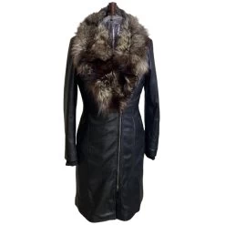 Ella's Timeless Fox Fur Trim Trench Coat