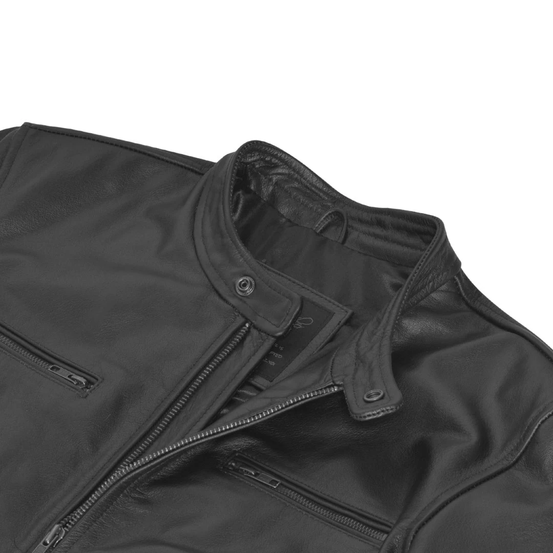 Bandit Black Cafe Racer Heavy Leather Jacket 6 Bandit Black Cafe Racer Heavy Leather Jacket - Image 4