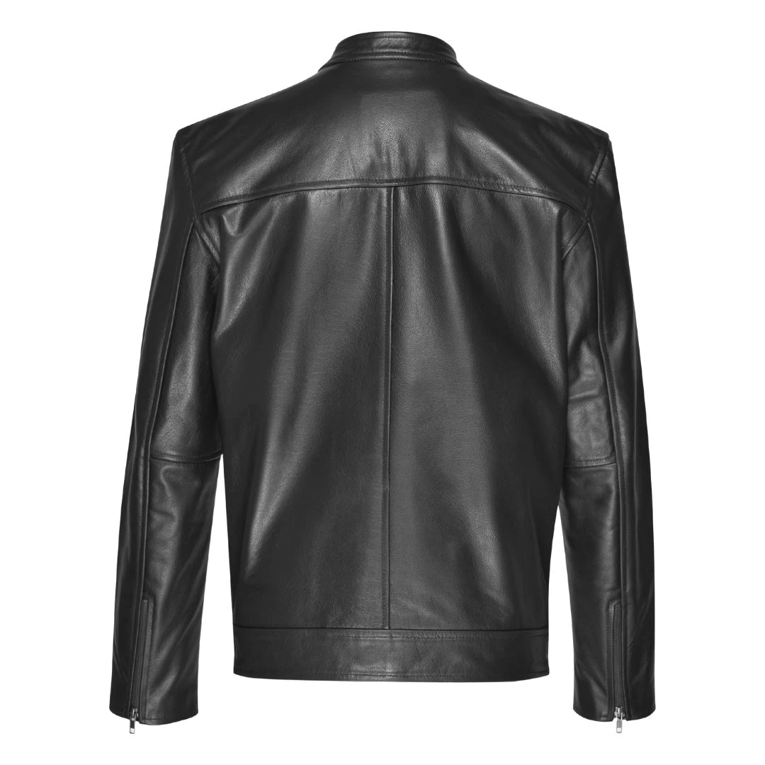 Bandit Black Cafe Racer Heavy Leather Jacket 4 Bandit Black Cafe Racer Heavy Leather Jacket - Image 2