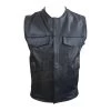 Collarless "Club Rider" Motorcycle Leather Vest With Zippered Lining For Patches 2 Collarless "Club Rider" Motorcycle Leather Vest With Zippered Lining For Patches -Leather Clothing Store VEST001
