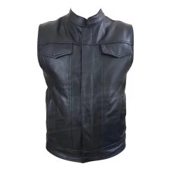 The "Club Rider" Motorcycle Leather Vest With Zippered Lining For Patches