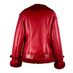 Pheonix Red Sheepskin Shearling Bomber Jacket 9 Pheonix Red Sheepskin Shearling Bomber Jacket -Leather Clothing Store VID 20221107 Was08 Moment
