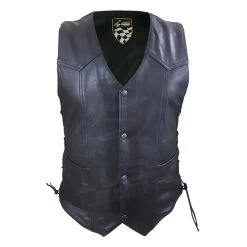 Laced Unisex Motorcycle Leather Vest With Adjustable Side Laces