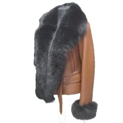 Katherine Tan Shearling Jacket With Large Fox Fur -Leather Clothing Store WhatsAppImage2023 10 03at2.18.47AM