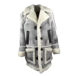 Bret Harry Distressed Grey Shearling Overcoat