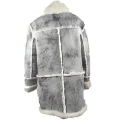 Bret Harry Distressed Grey Shearling Overcoat -Leather Clothing Store WhiteDistressedShearlingCoat 3