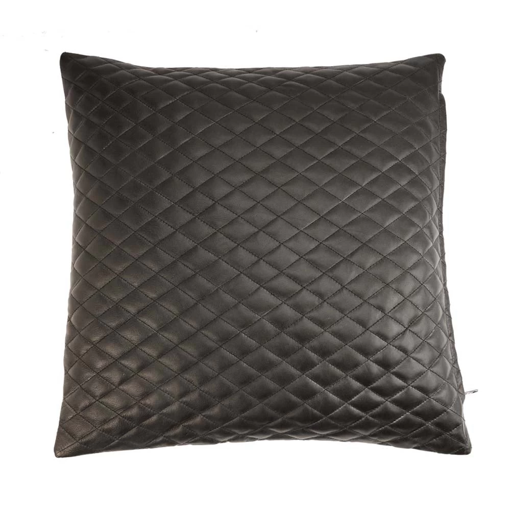 Black Leather Quilted Pillow Cover 3 Black Leather Quilted Pillow Cover